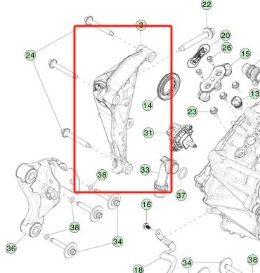 Tesla Model 3/Y Front Left Mount Assembly 35x15x15cm Aluminiumlegierung