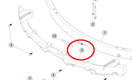 BUMPER BEAM SCHUM für das Modell TESLA 3 (2023+) 1741046-00-F